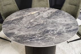 Jedálenský stôl UNIQUE 120 cm okrúhly s tmavým rámom, keramicko-sivým mramorovým vrchom