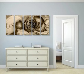 5-dielny obraz vyznanie lásky v sépiovom prevedení