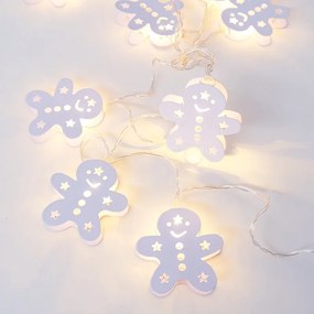 ACA Lighting LED vianočné girlanda - perníčky, teplá biela, 2x AA batérie, 160 cm, IP20