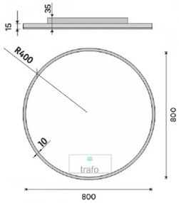 NIMCO zrkadlo podsvietené LED 26000 800 x 800 mm kruh s dotykovým senzorom hliník ZP 26002RV