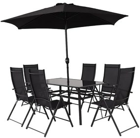 Komplet záhradného nábytku Norah čierna so slnečníkom