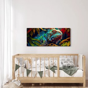 Obraz - Farebný leguán (120x50 cm)
