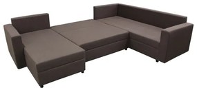 Univerzálna rozkladacia rohová sedacia súprava s úložným priestorom do tvaru U SEYA hnedá