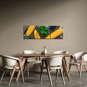 Obraz zeleniny (s hodinami) (90x30 cm)