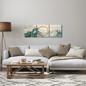 Obraz - 3D abstrakcie mora (s hodinami) (90x30 cm)