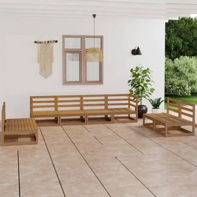 8-dielna záhradná sedacia súprava medovo-hnedá borovicový masív 3075432