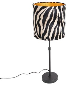 Stolná lampa čierna tienidlo zebra vzor 25 cm nastaviteľná - Parte