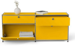 Kovová odkladacia skrinka »CN3« s výklopnými priečinkami a zásuvkami, žltá