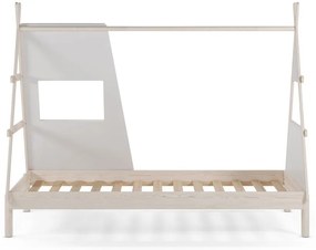 Krémovobiela domčeková detská posteľ z borovicového dreva s roštom 90x200 cm Enola – Marckeric