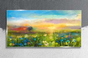 Obraz na skle Západ slnka kvety