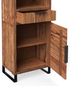 furniture-nabytek.cz - Masívna vitrína Sydney z akáciového dreva, lakovaná, hnedá – 50×45×185 cm