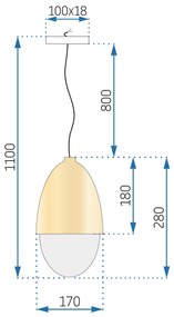 Toolight - závená lampa E27 60W APP952-1CP, hnedá-biela, OSW-04035