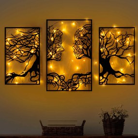 Nástenná kovová svetelná dekorácia Stromová Postava čierna