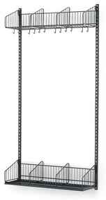 Nástenný vešiak so stojanom na topánky TRÅD, základná sekcia, 900x2000 mm, tmavošedá