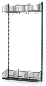 Nástenný vešiak so stojanom na topánky TRÅD, základná sekcia, 900x2000 mm, tmavošedá