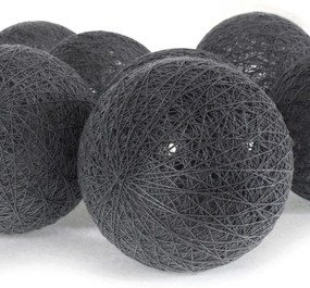 Bavlnené svietiace guličky LED 10 ks - tmavo šedé