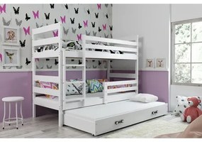 Detská poschodová posteľ s výsuvnou posteľou ERYK 200x90 cm Biela Biela