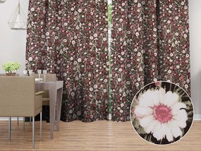 Biante Bavlnený záves Sandra SA-740 Lúčne kvietky na temne hnedom 150x190 cm