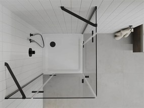 Mexen Roma Duo, sprchový kút 80 (dvere) x 80 (dvere) cm, 6mm číre sklo, čierny profil + slim sprchová vanička 5cm biela + čierny sifón, 854-080-080-70-02-4010B