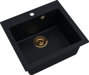 Sink Quality Ferrum 50, kuchynský granitový drez 490x450x195 mm + zlatý sifón, brocade, SKQ-FER.B.1K50.XG