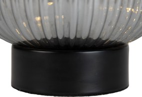 Stolná lampa Art Deco čierna s dymovým sklom vrátane svetelnej šnúry E27 - Karel