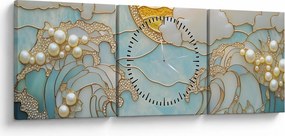 Obraz - 3D perly v oceáne (s hodinami) (90x30 cm)