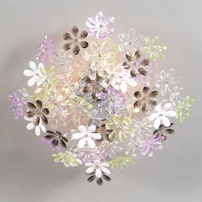 Stropné svietidlo chróm s viacfarebnými plastovými kvetmi 56cm - Fiore