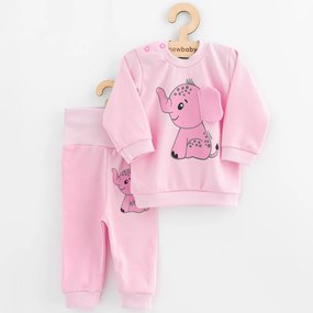Dojčenská súprava tričko a tepláčky New Baby Happy Elephant pink, vel. 74 (6-9m)