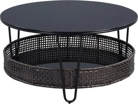 Okrúhly konferenčný stolík Sofia, čierny/ratan