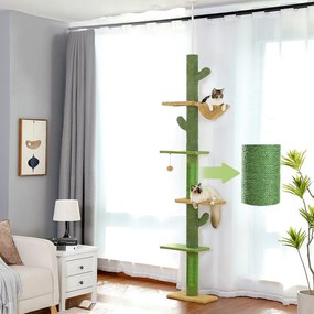 Tutumi Tutumi, škrabadlo pre mačky 40x25x240 cm Cactus P70375, zelená-žltá, HOM-03072