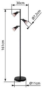 Globo 54312-3S - Stojacia lampa SATELLA 3xE14/25W/230V čierna