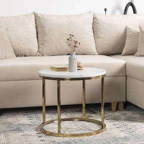 Konferenčný stolík Aparentar 3 (mramor biely + zlatá) . Akcia -23%. Vlastná spoľahlivá doprava až k Vám domov. 1129022