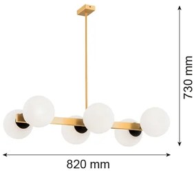 Argon 2549 - Luster na tyči FREEMONT 6xE27/15W/230V zlatá/biela/čierna