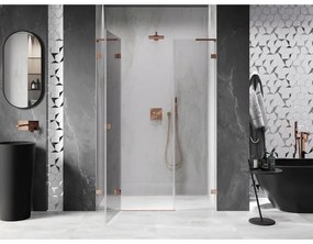 Mexen Lunar L, ľavé otočné sprchové dvere 160 cm, 8mm číre sklo, ružové zlato profil, 834SL-160-050-60-00-L