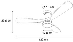 Inteligentný stropný ventilátor čierny 132 cm vrátane LED stmievateľný s diaľkovým ovládaním - Sofia