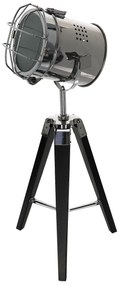 Dekorstudio Podlahová lampa TRIPOD na čiernej trojnožke s chrómovaným tienidlom