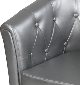 Klubové kreslo s taburetom Chesterfield, strieborné