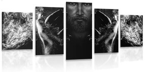 5-dielny obraz viera v Ježiša v čiernobielom prevedení - 100x50