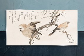 Sklenený obraz Ázie vetvy zvierat vtákov