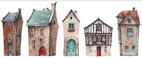 Obraz - Akvarelové domčeky (120x50 cm)