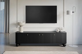 TV stolík Vespera 4D 187 cm - čierna / zlatá / guľaté nohy