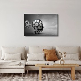Umelecký obraz hlavy s hodinami (90x60 cm)