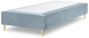 Svetlomodrá zamatová jednolôžková posteľ Milo Casa Lia, 90 x 200 cm