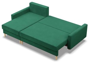 Rohová rozkladacia sedačka BLANK Elegant fľaškovo zelená