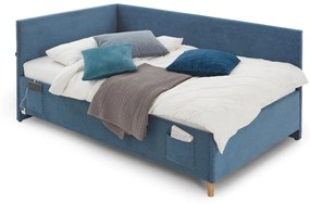 Detská posteľ loop 90 x 200 cm s bočnicou a úložným priestorom modrá MUZZA