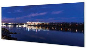 Obraz na akrylátovom skle Varšavský štadión river most v noci 120x60 cm