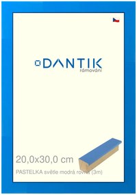 DANTIK rám na obraz 20x30 | PASTELKA světle modrá rovná (Sklo Čiré)