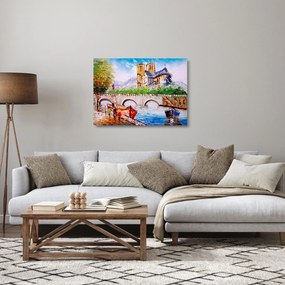 Sklenený obraz - Olejomaľba mesta (70x50 cm)