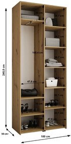 Šatníková skriňa 100 cm Carmela 50-4 (biela + zlatá). Akcia -20%. Vlastná spoľahlivá doprava až k Vám domov. 1126810