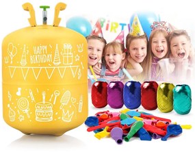 Héliová fľaša 0,42 m3 s balónmi a stuhou Ricokids